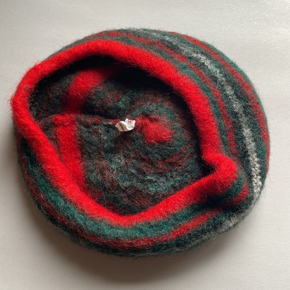 Retro Severson Tam Beret Wool Red Pom Hat Scotland Bagpipe Winter Prep Academia - Picture 6 of 15